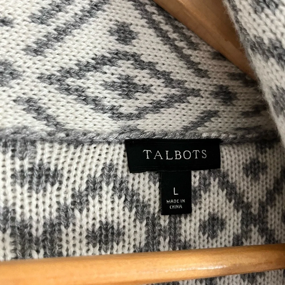 Talbots Open front Gray  Wool Cashmere Cardigan